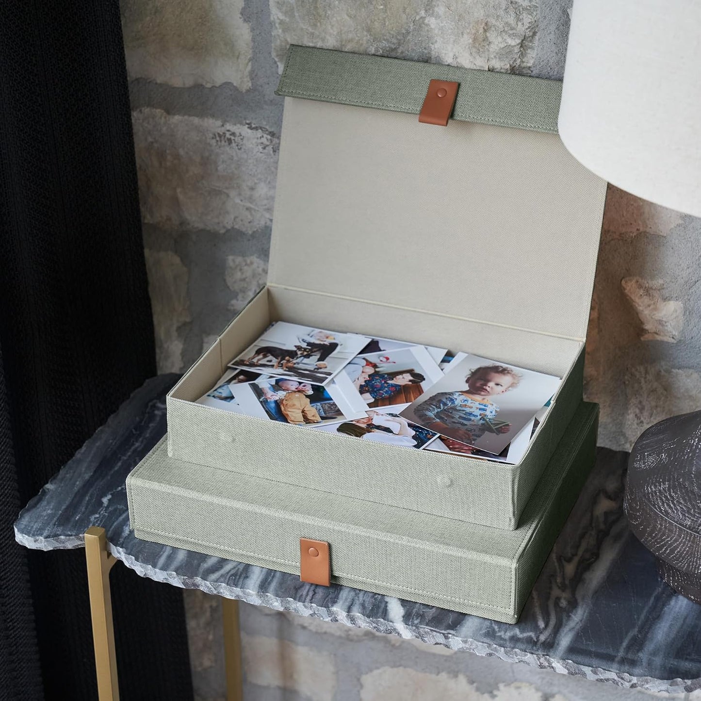 Sage Storage Linen Boxes | Set of 2