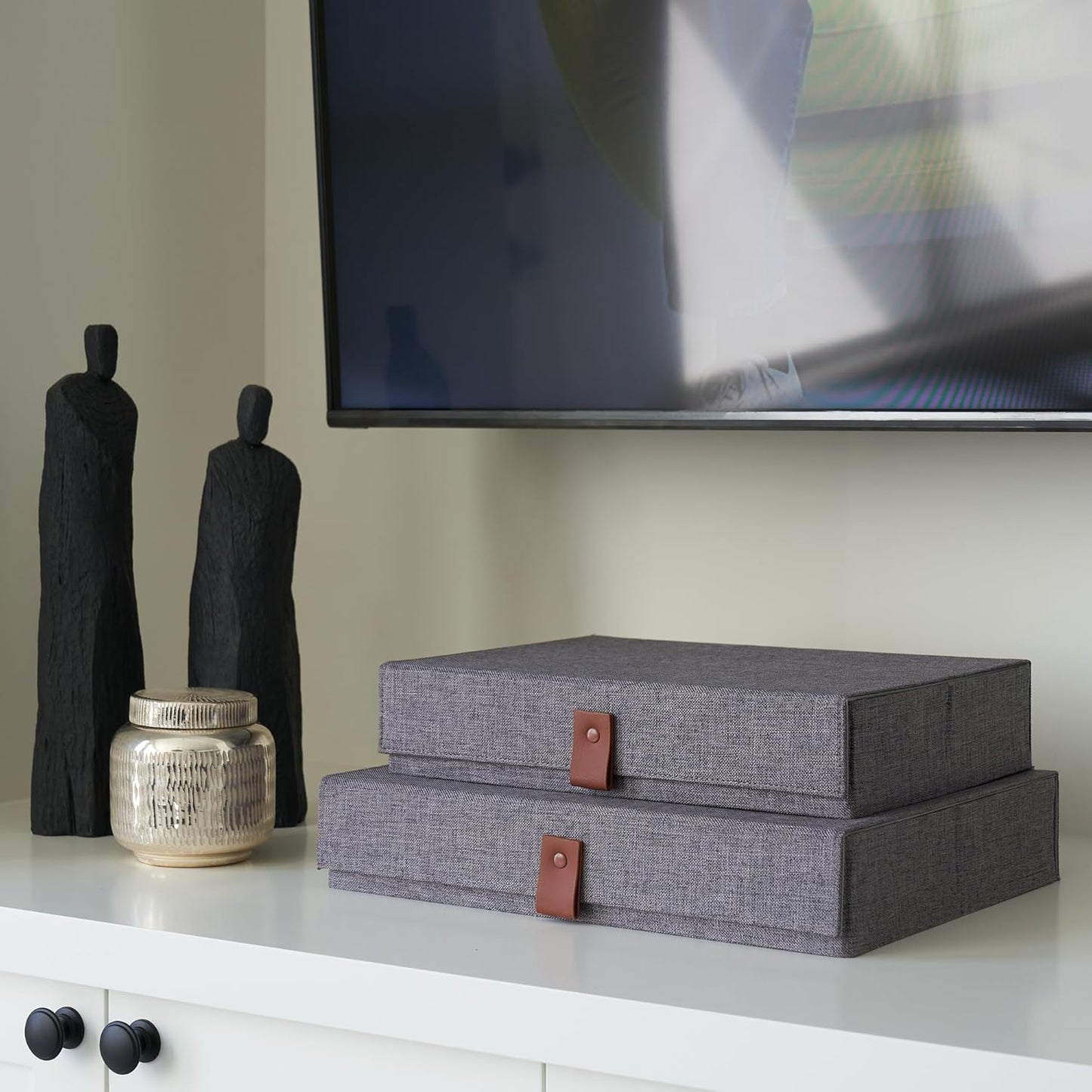 Gray Storage Linen Boxes | Set of 2 (Copy)