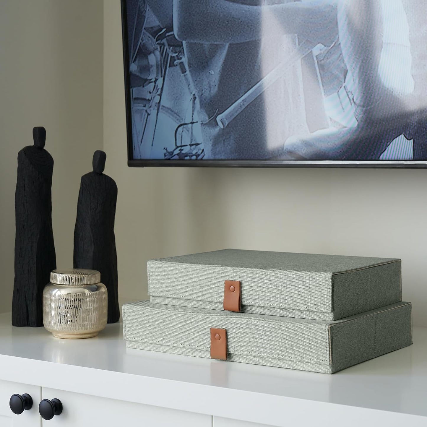 Sage Storage Linen Boxes | Set of 2