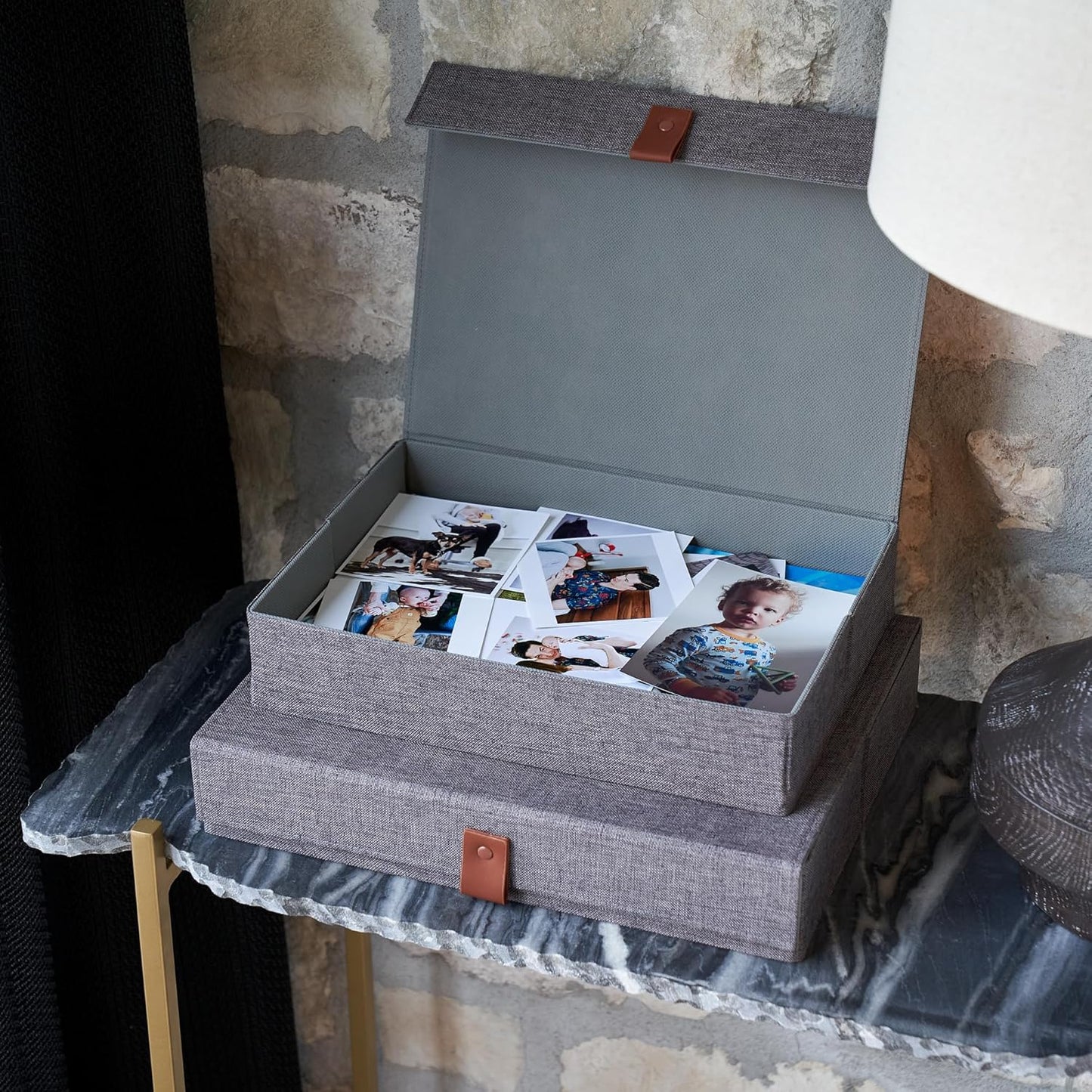 Gray Storage Linen Boxes | Set of 2 (Copy)