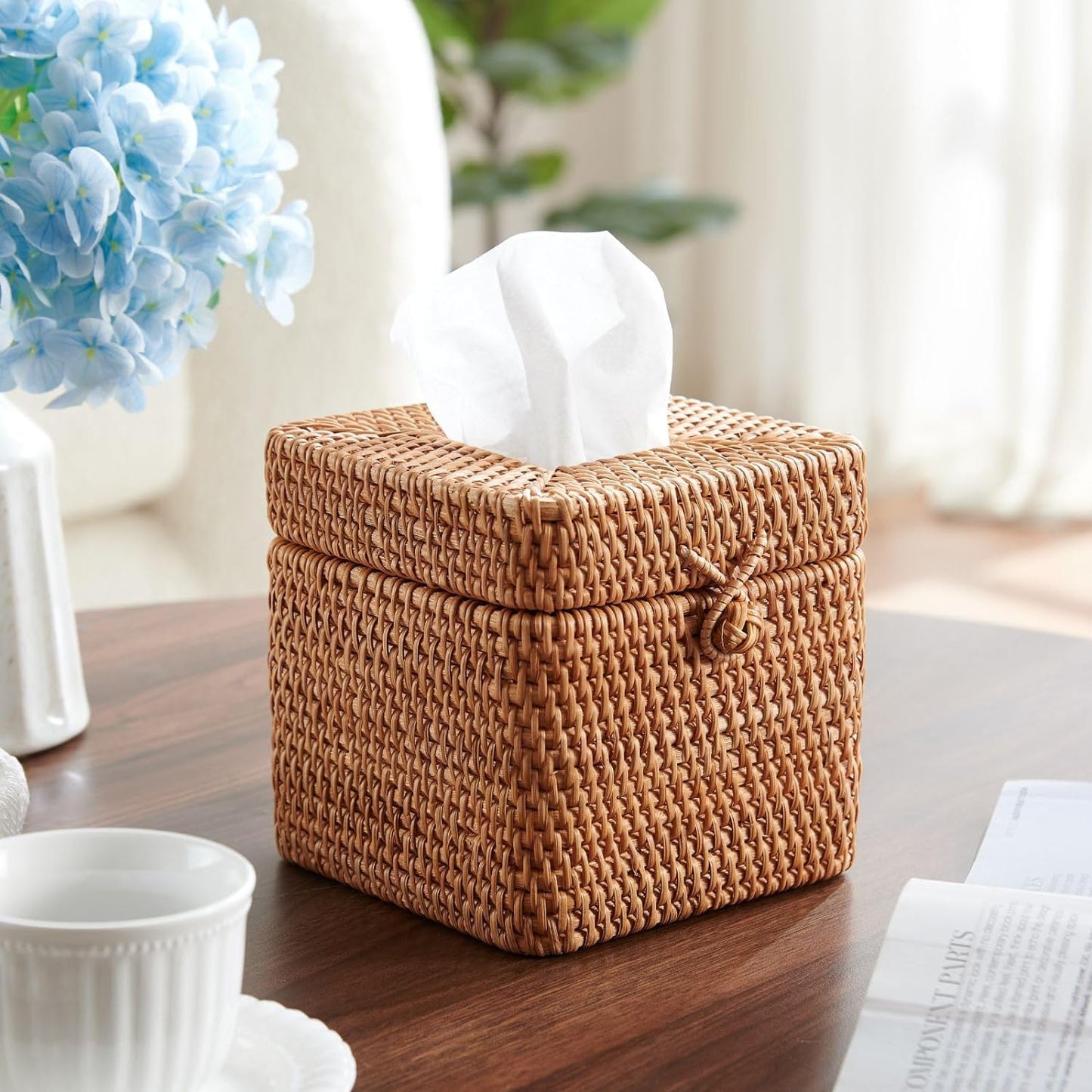 Rattan Square Tissue Box
