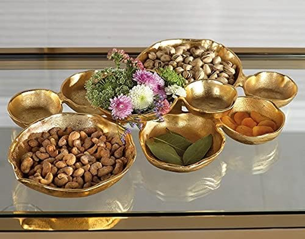 Round Serving Antique Gold Finish