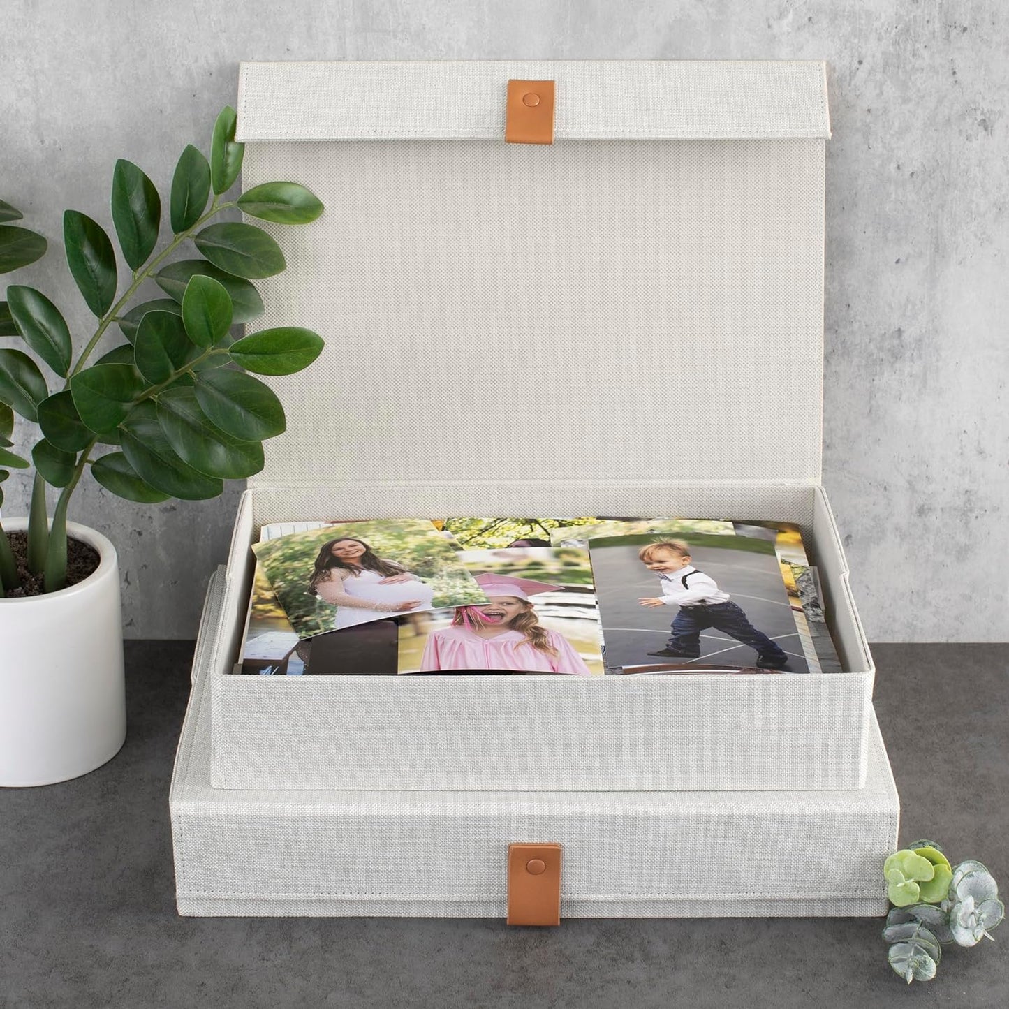 Cream Storage Linen Boxes | Set of 2