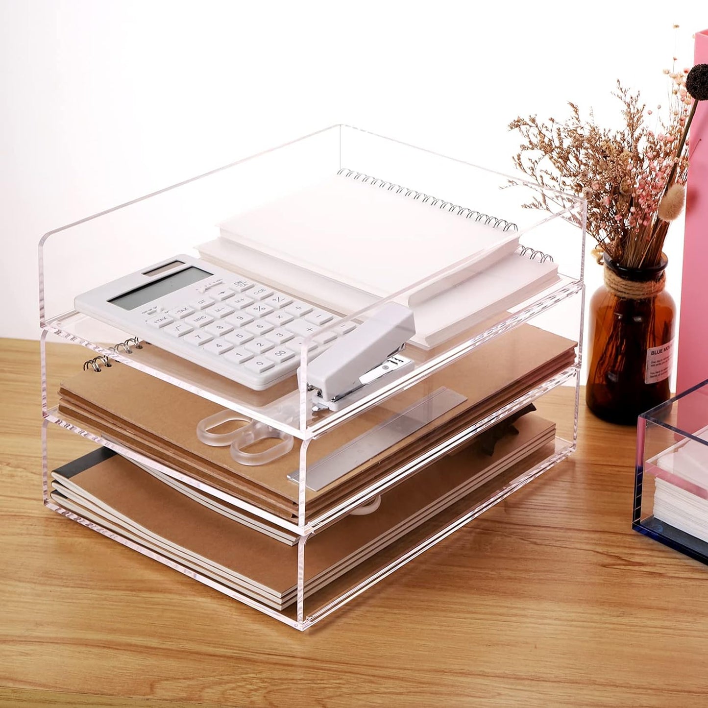 Acrylic Paper Organizer for Desk | Set of 2