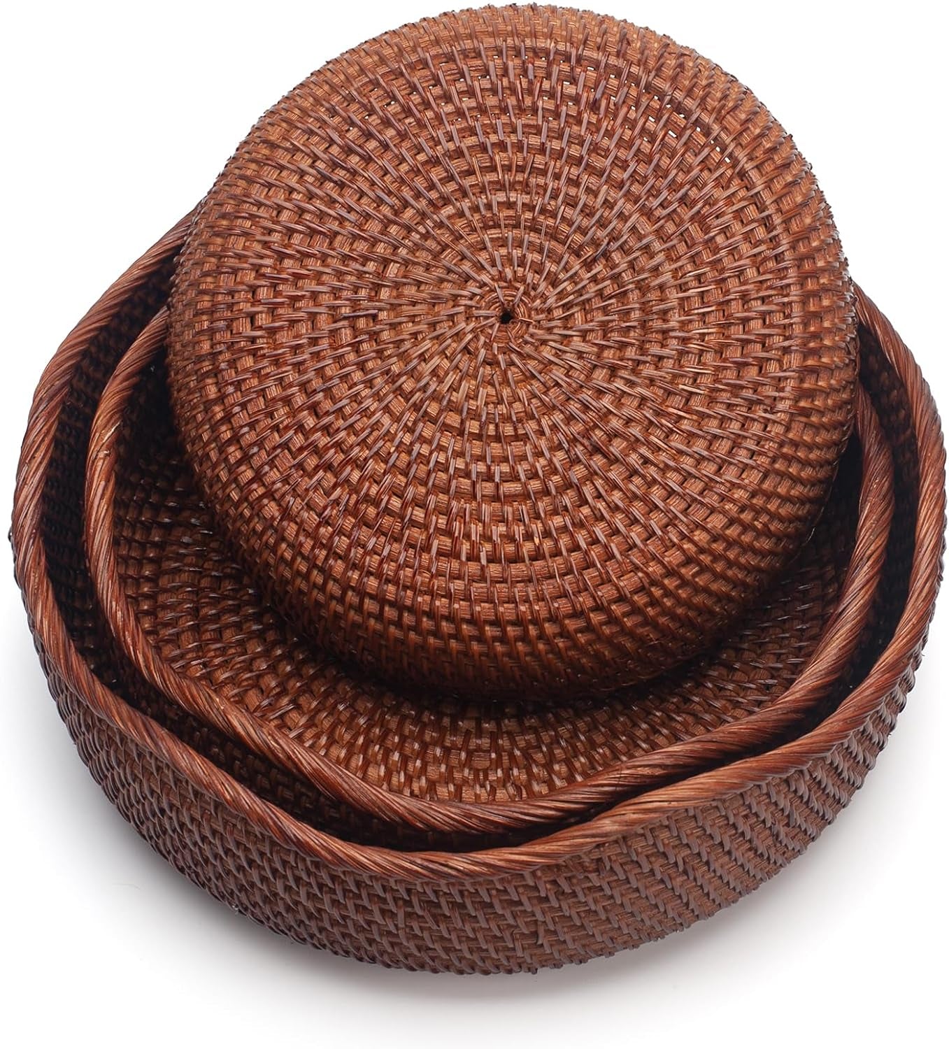 Rattan Round Baskets | Set of 3