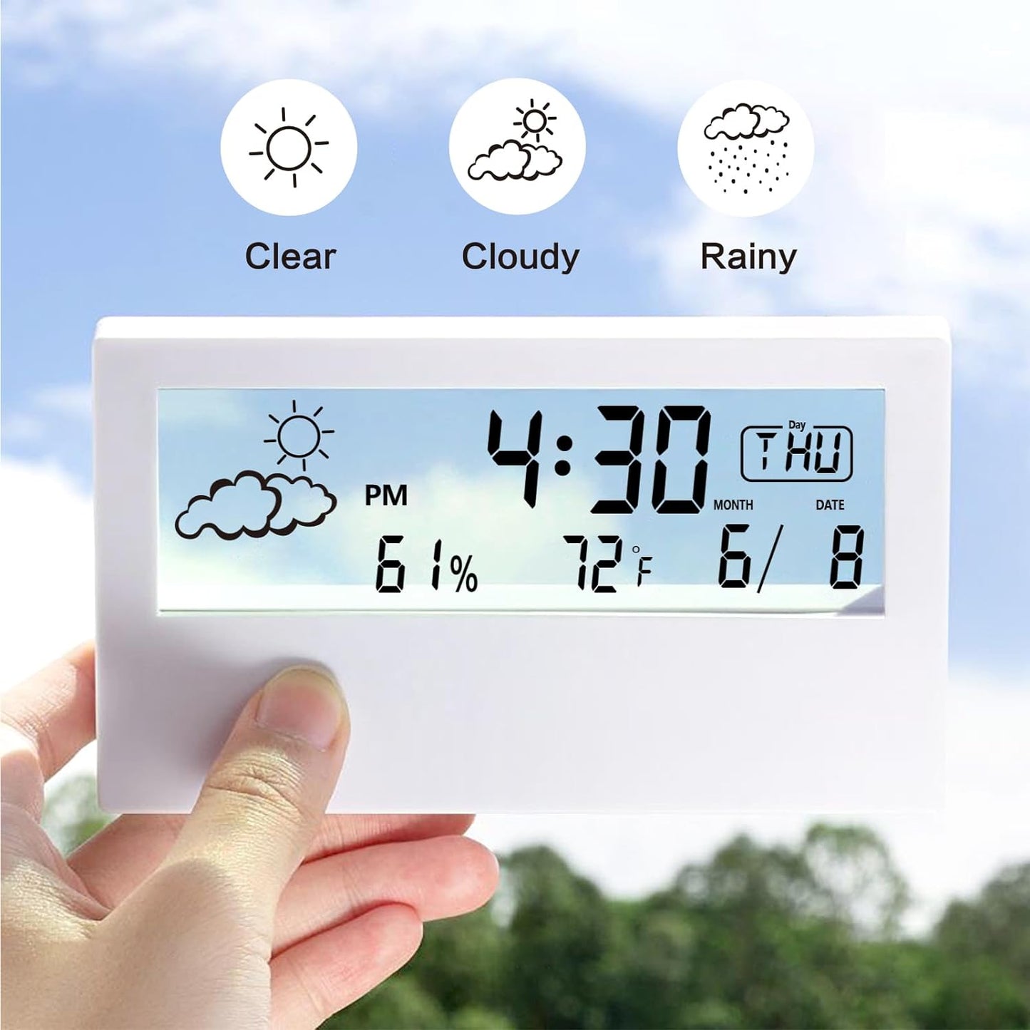 Digital Alarm Clock - Transparent Modern Design