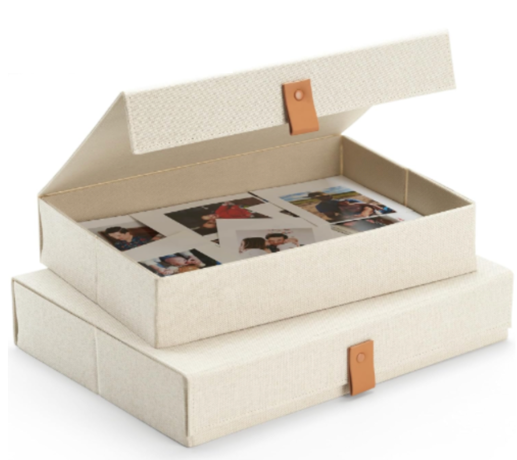 Cream Storage Linen Boxes | Set of 2