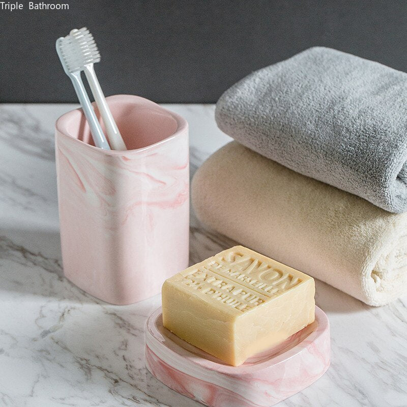 European Bathroom Wash Set Ceramic Soap