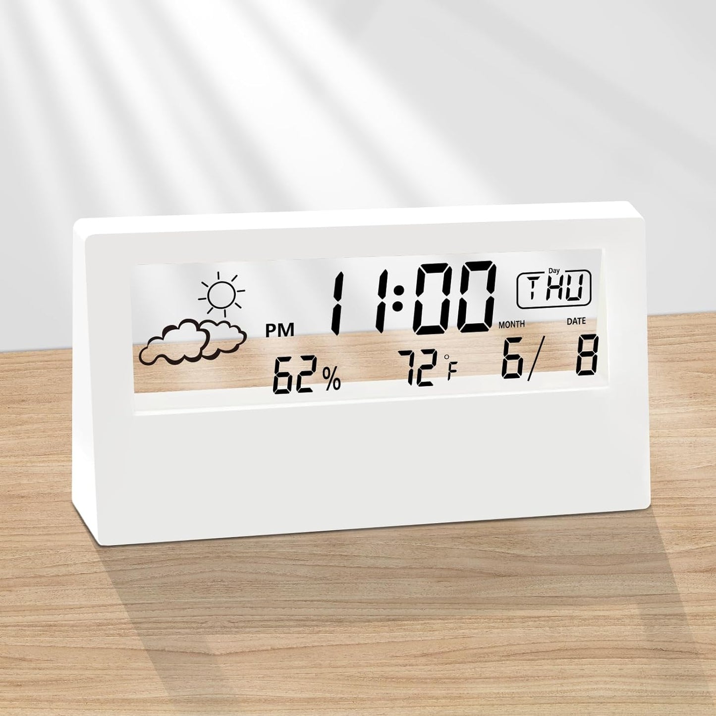 Digital Alarm Clock - Transparent Modern Design