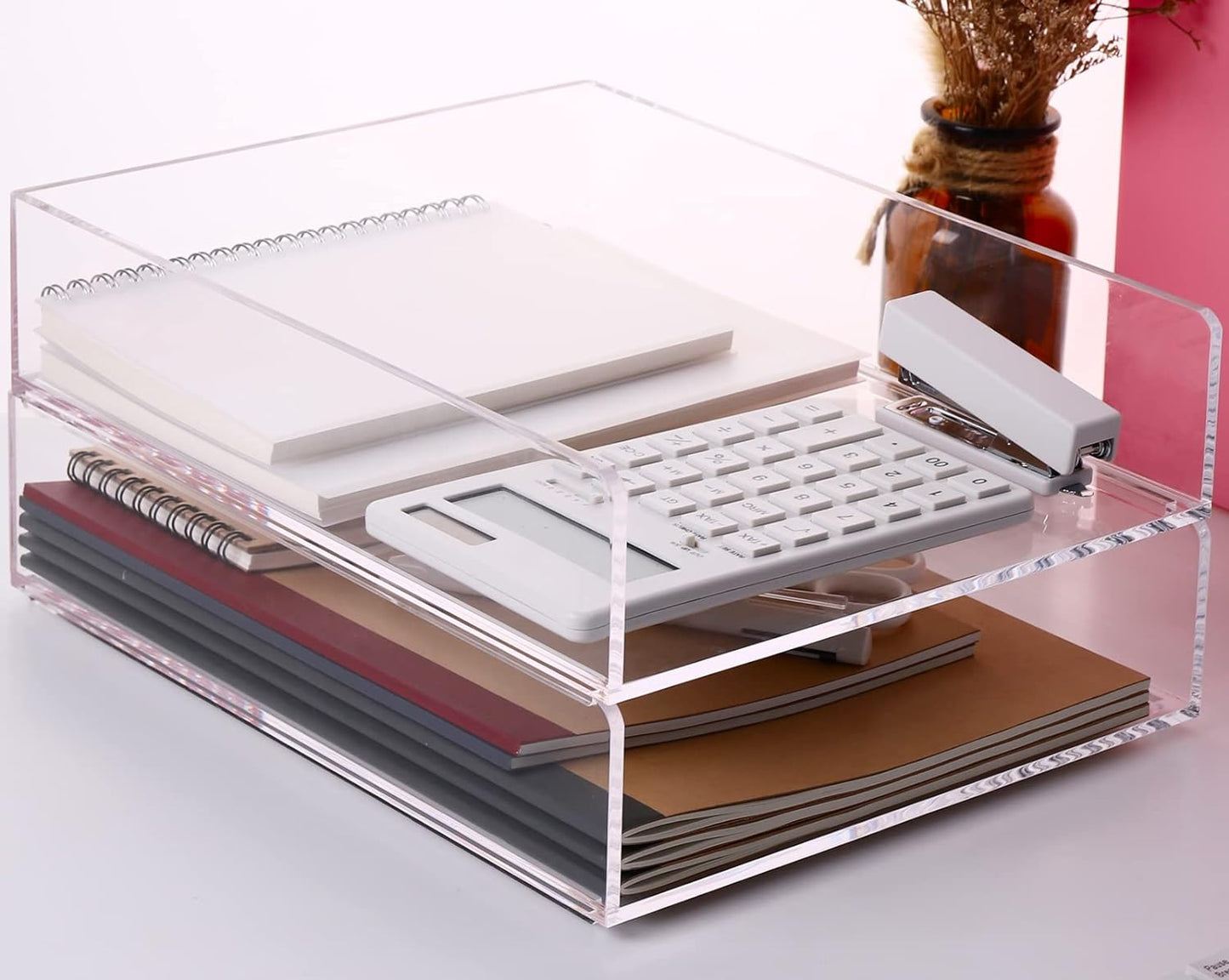 Acrylic Paper Organizer for Desk | Set of 2