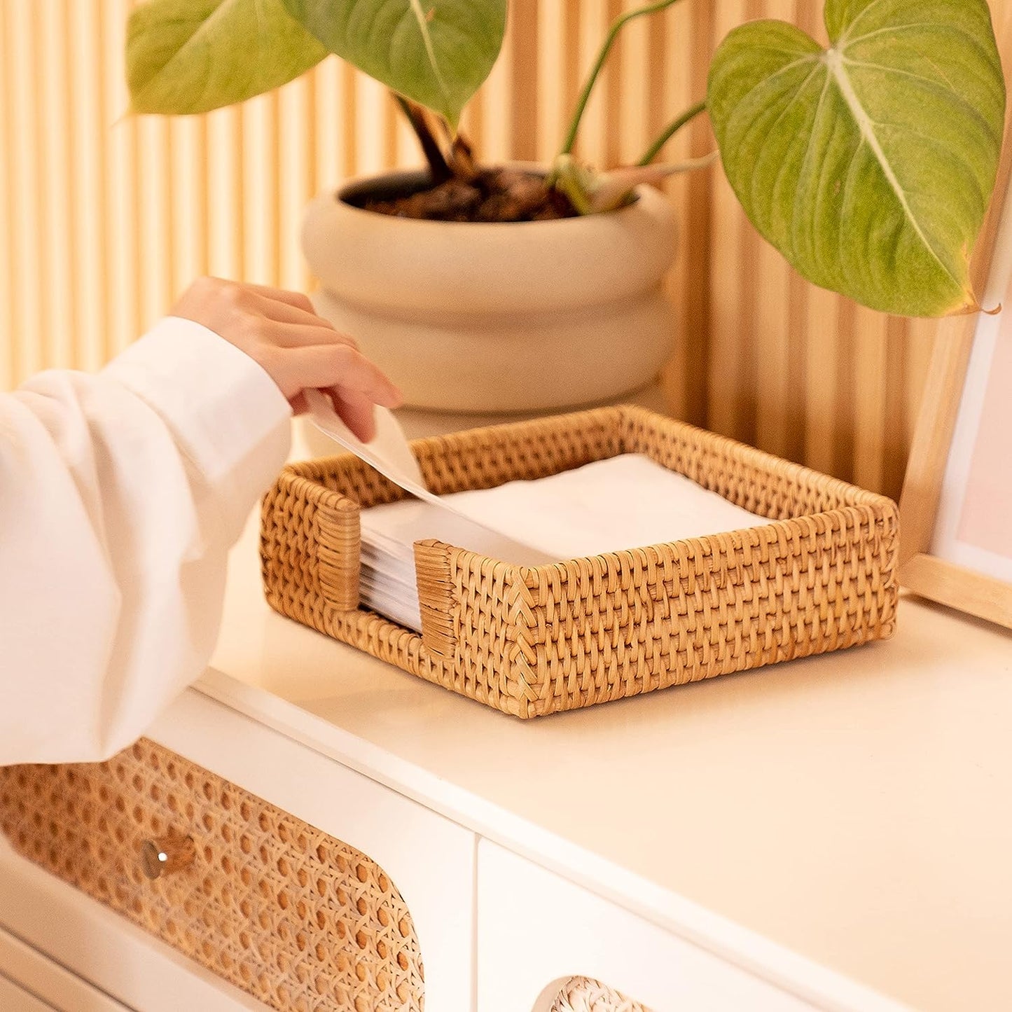 Rattan Napkin Holder Square