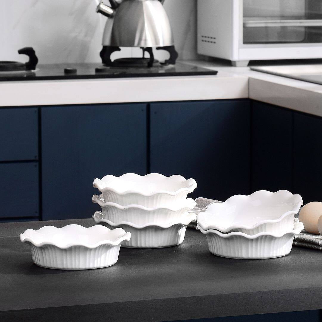 Round Porcelain Mini Quiche Dishes | Set of 6