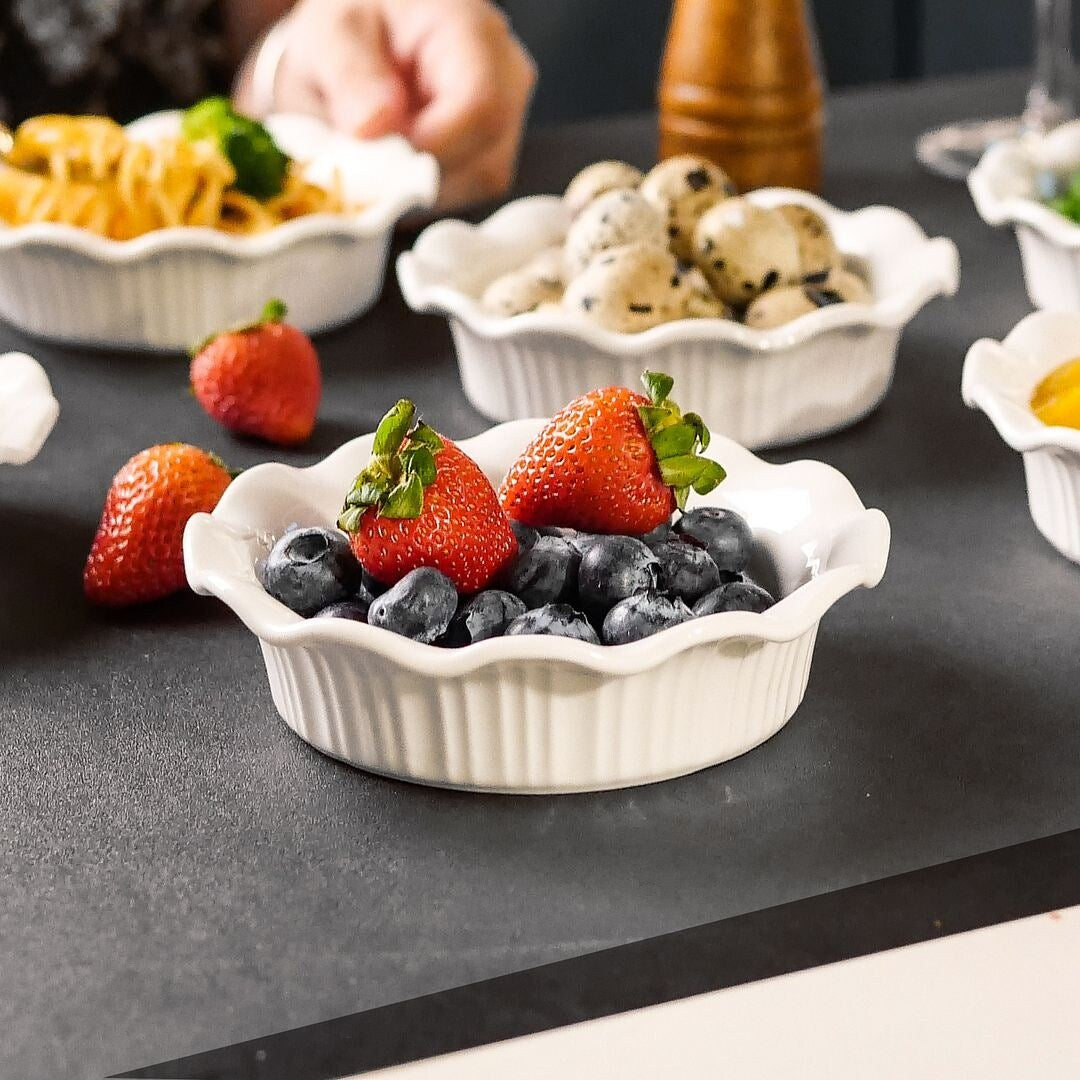 Round Porcelain Mini Quiche Dishes | Set of 6
