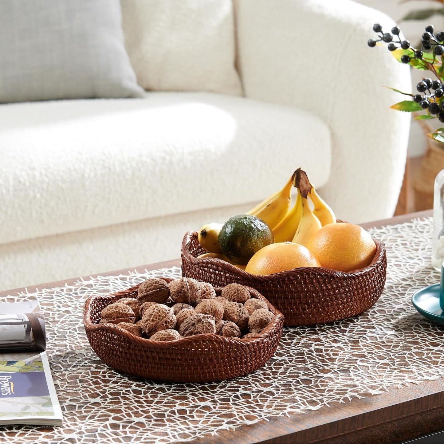 Rattan Round Baskets | Set of 3