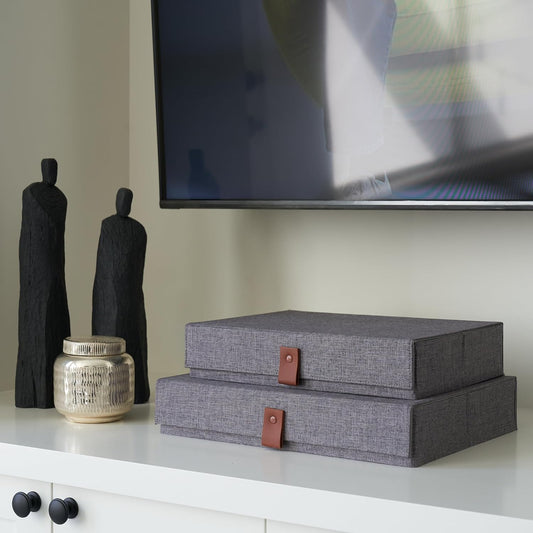 Gray Storage Linen Boxes | Set of 2 (Copy)