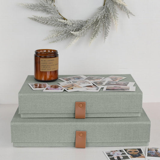Sage Storage Linen Boxes | Set of 2