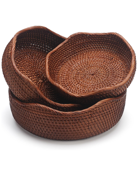 Rattan Round Baskets | Set of 3