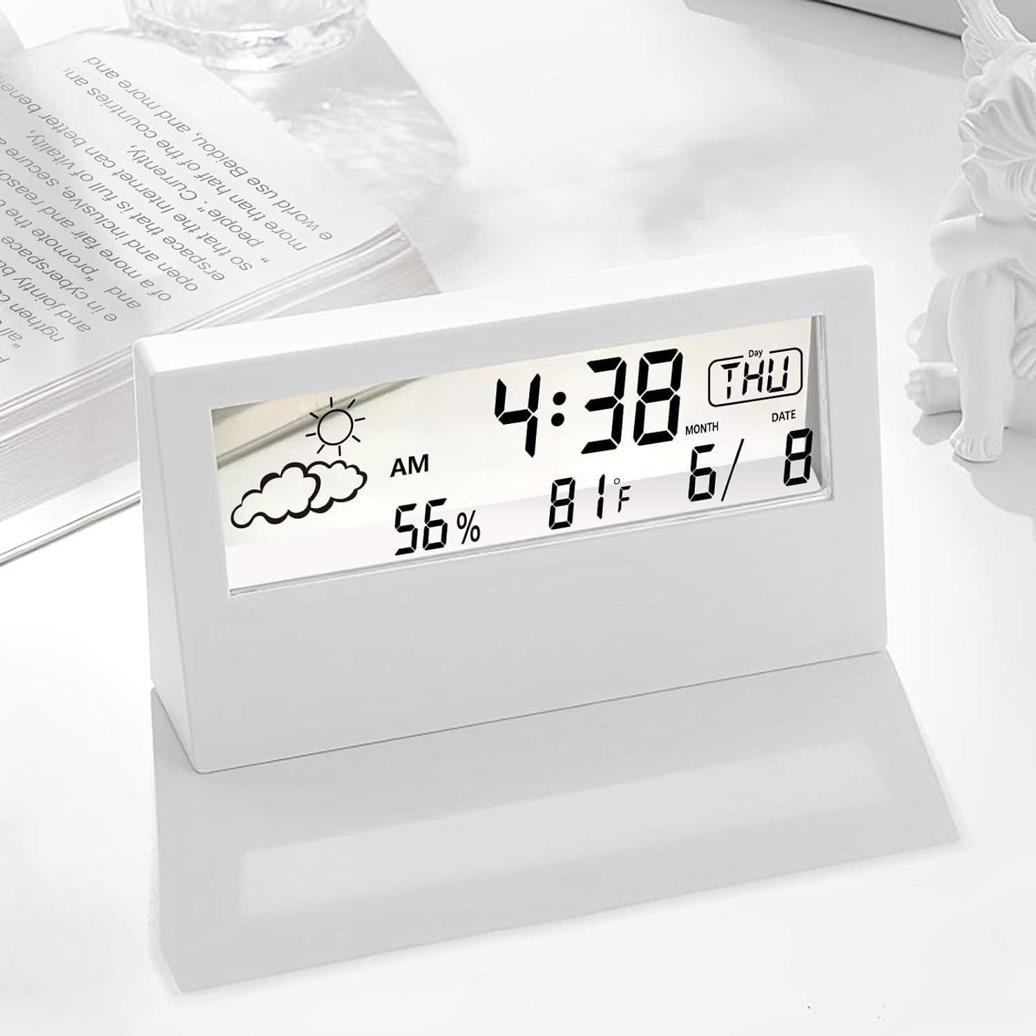 Digital Alarm Clock - Transparent Modern Design 