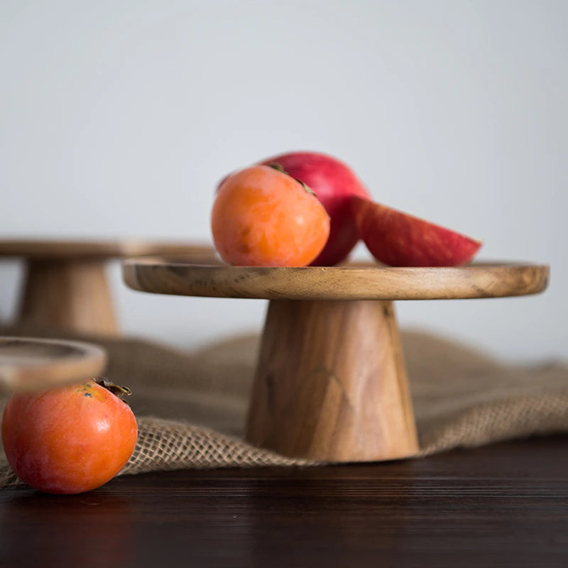 High Stand Wooden Cake Plate 