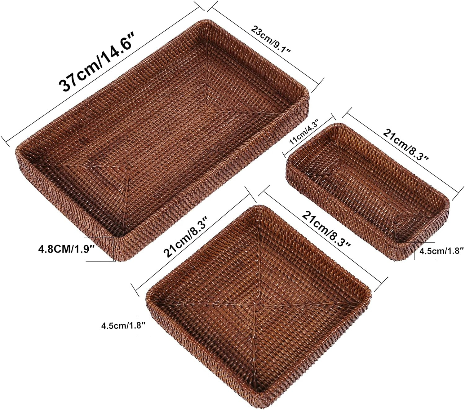 Handcraft Rattan Serving Tray (dark brown)| Set of 3