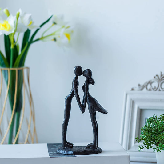 Kissing Couple Cast Iron Statue