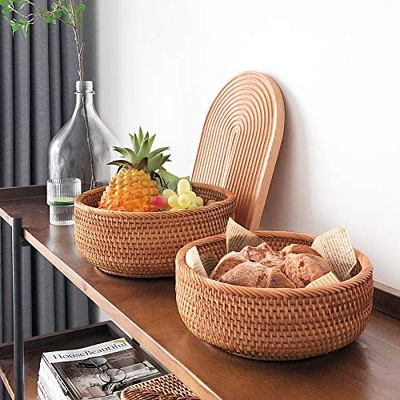 Natural Rattan Round Bowls | Set of 3