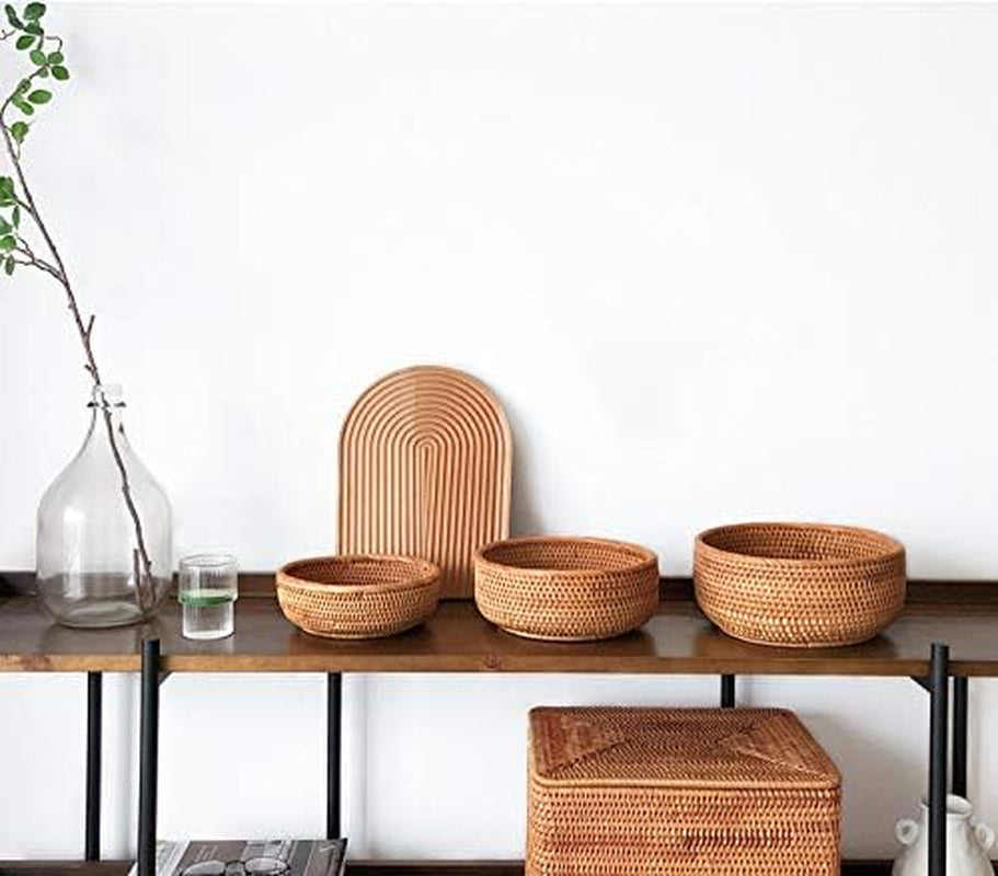 Natural Rattan Round Bowls | Set of 3