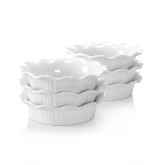 Round Porcelain Mini Quiche Dishes | Set of 6