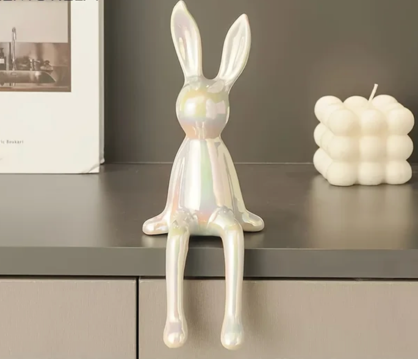 Ceramic Long-Eared Sitting Rabbit 