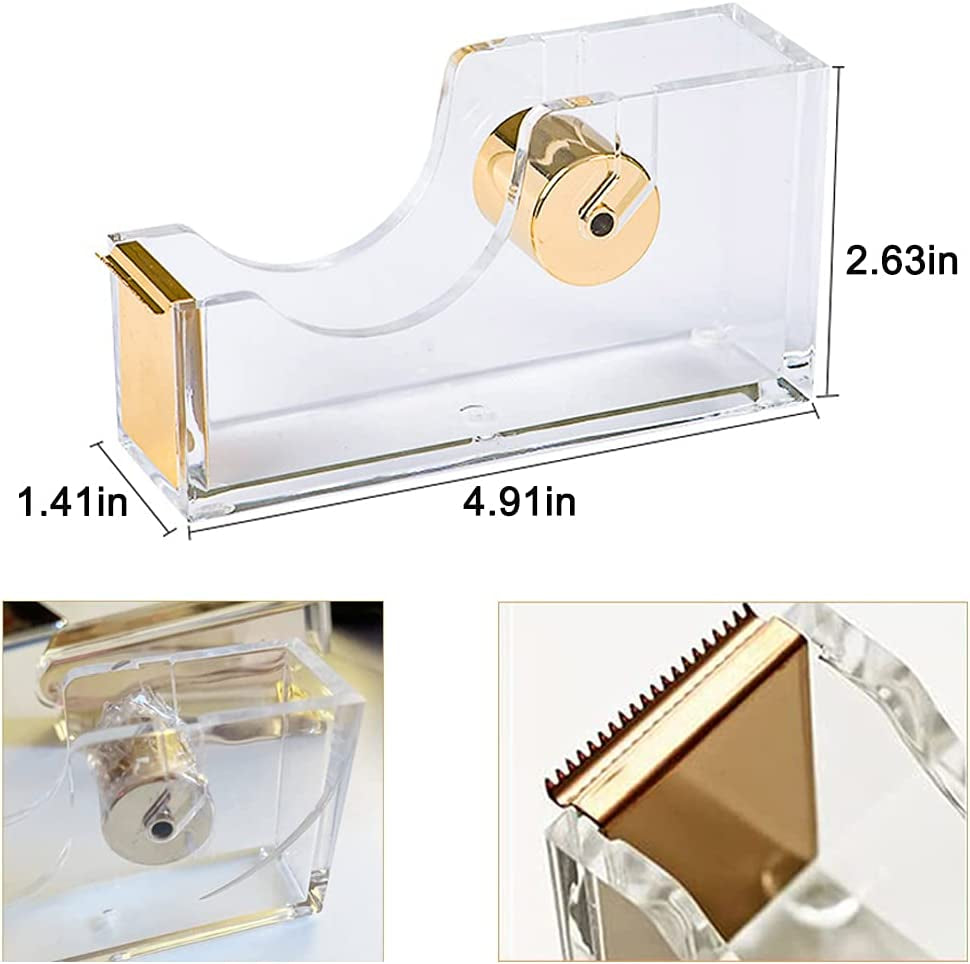 Acrylic Gold Tape Dispenser and Stapler