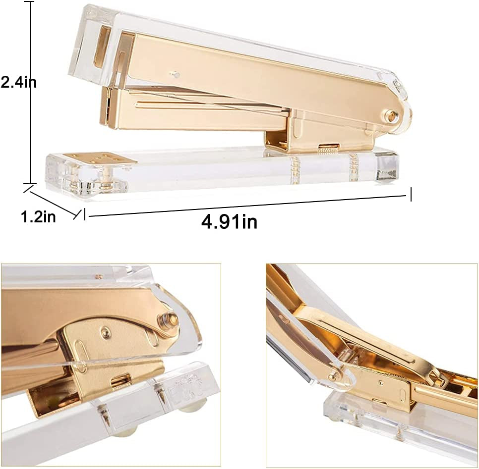 Acrylic Gold Tape Dispenser and Stapler