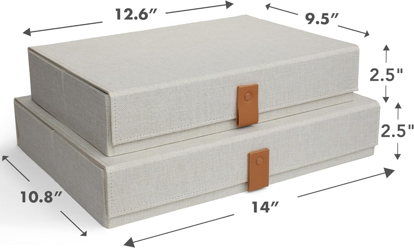 Cream Storage Linen Boxes | Set of 2 