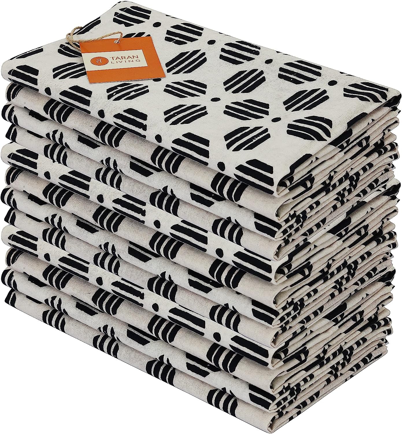 Cotton Geometric Dinner Napkins | Set of 12