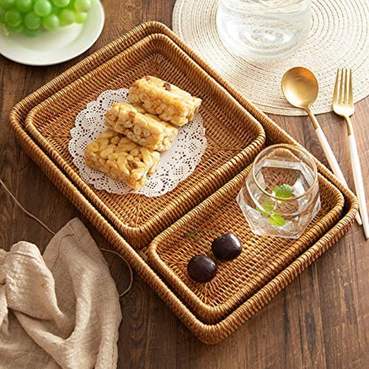 Handcraft Rattan Serving Tray (natural) | Set of 3