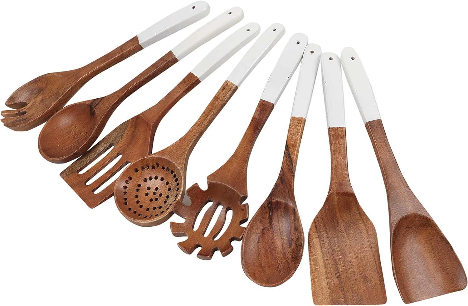 Natural Acacia Wood Utensils for Cooking | Set of 8