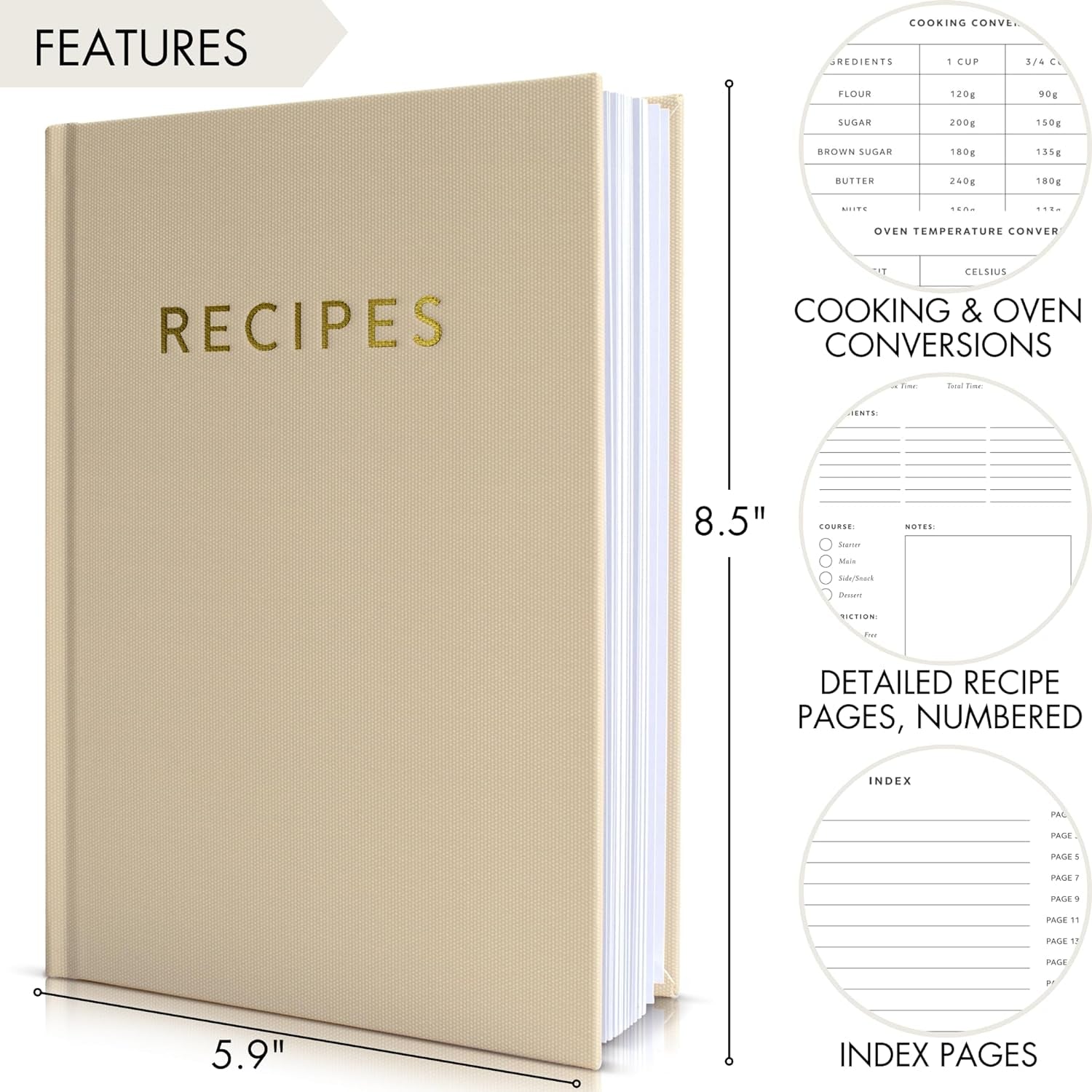 Blank Recipe Book with Waterproof Cover