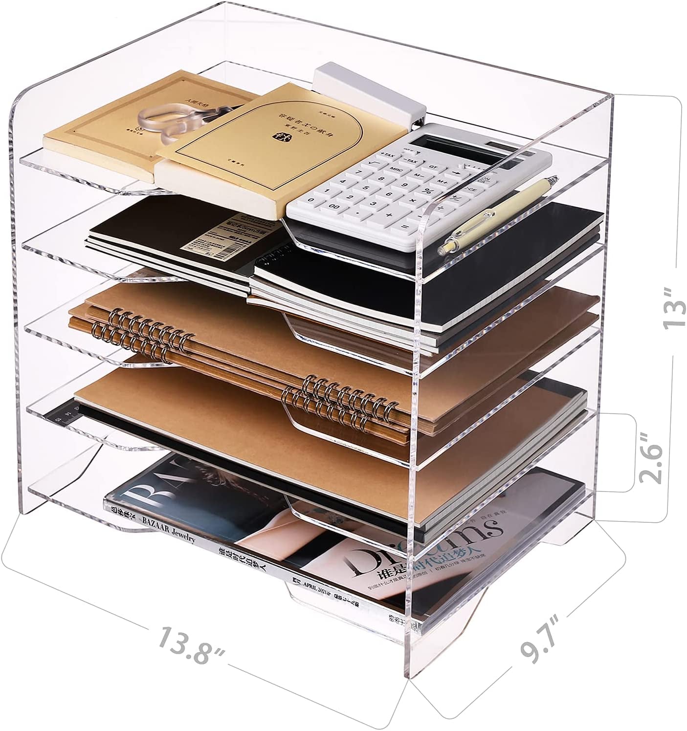 Acrylic  Paper Tray Organizer 5 Tier 